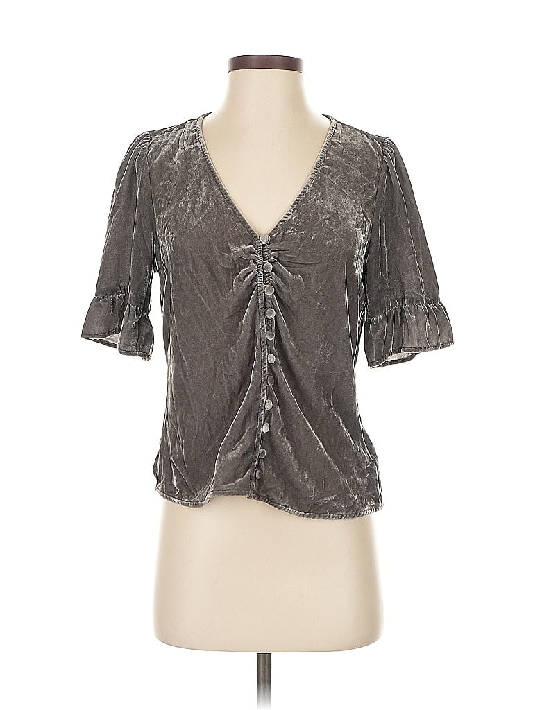 Pre-owned Madewell Short Sleeve Blouse In Gray