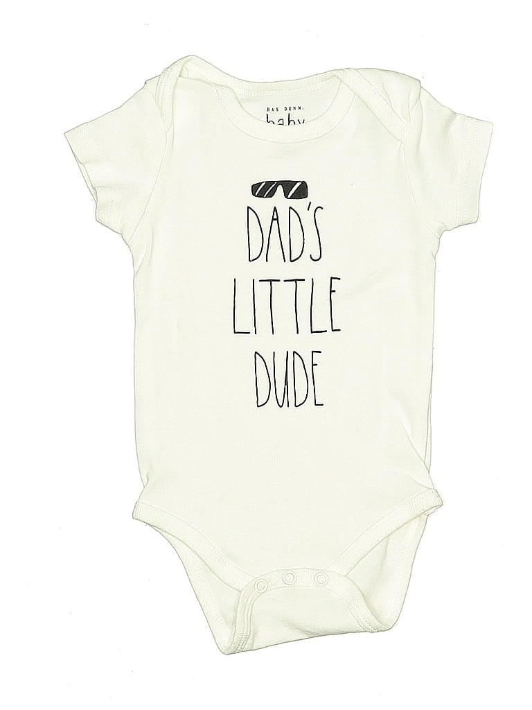 Pre-owned Rae Dunn Babies' Short Sleeve Onesie In White