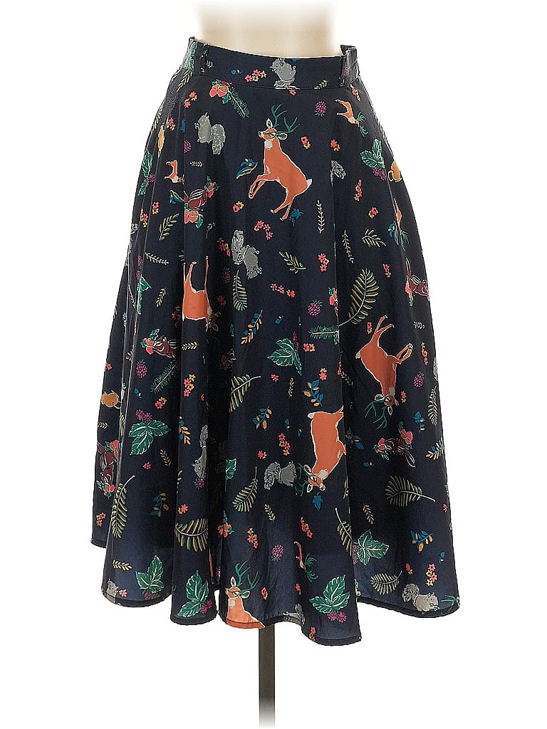 ModCloth 100% Polyester Print Black Teal Casual Skirt Size S - 56% off ...