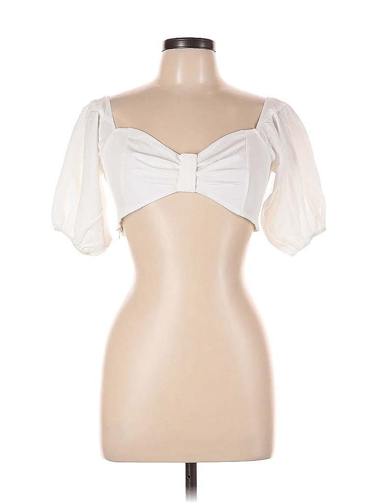 Pre-owned Unbranded 3/4 Sleeve Blouse In White