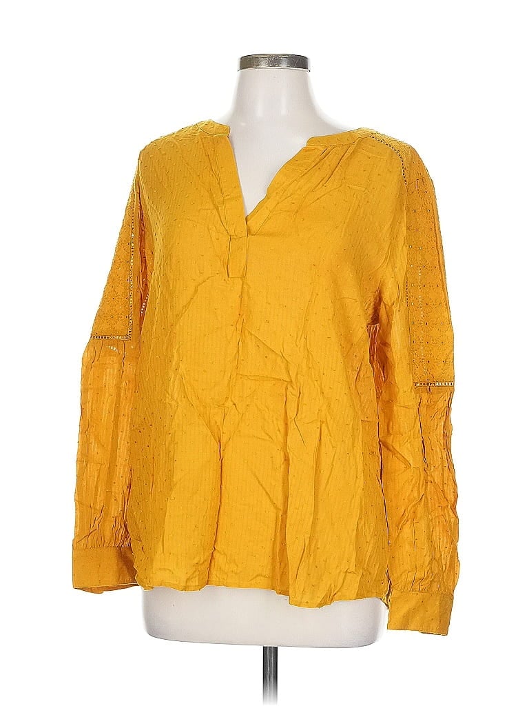 Pre-owned Ann Taylor Loft Long Sleeve T-shirt In Yellow