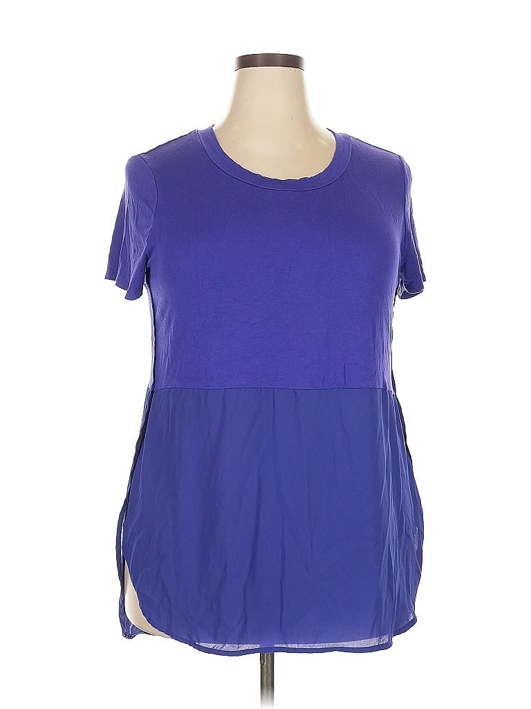 Pre-owned Mossimo Short Sleeve Top Purple Scoop Neck Tops