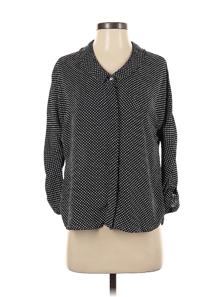 Pre-owned Zara Basic Long Sleeve Blouse In Black
