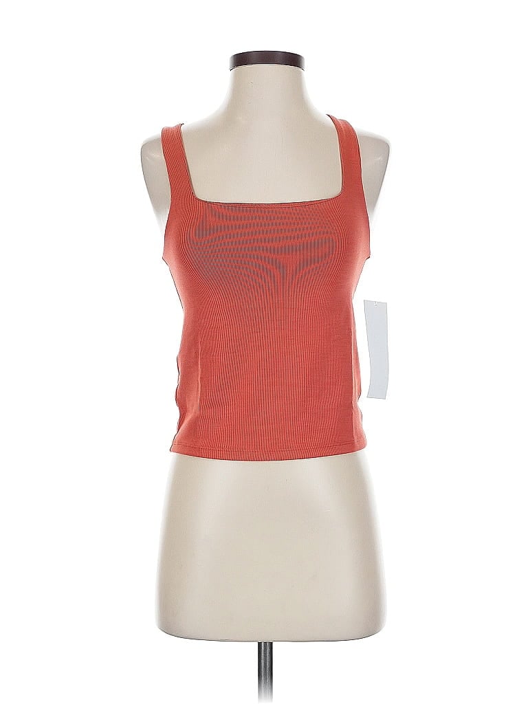 Lezat Tank Top Orange Square Neckline Tops In Red