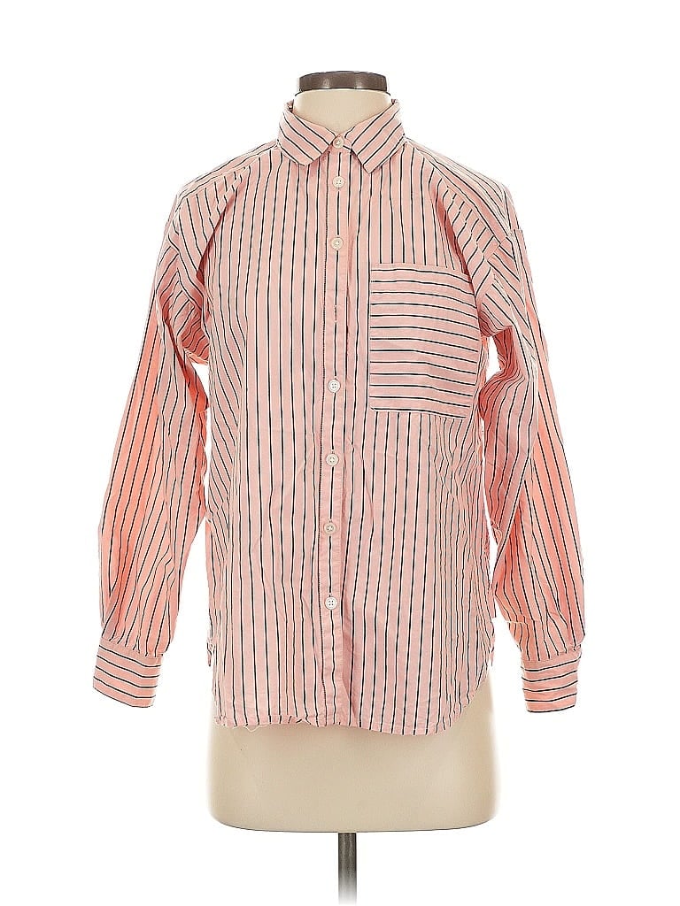 Pre-owned Ann Taylor Loft Long Sleeve Button Down Shirt In Orange