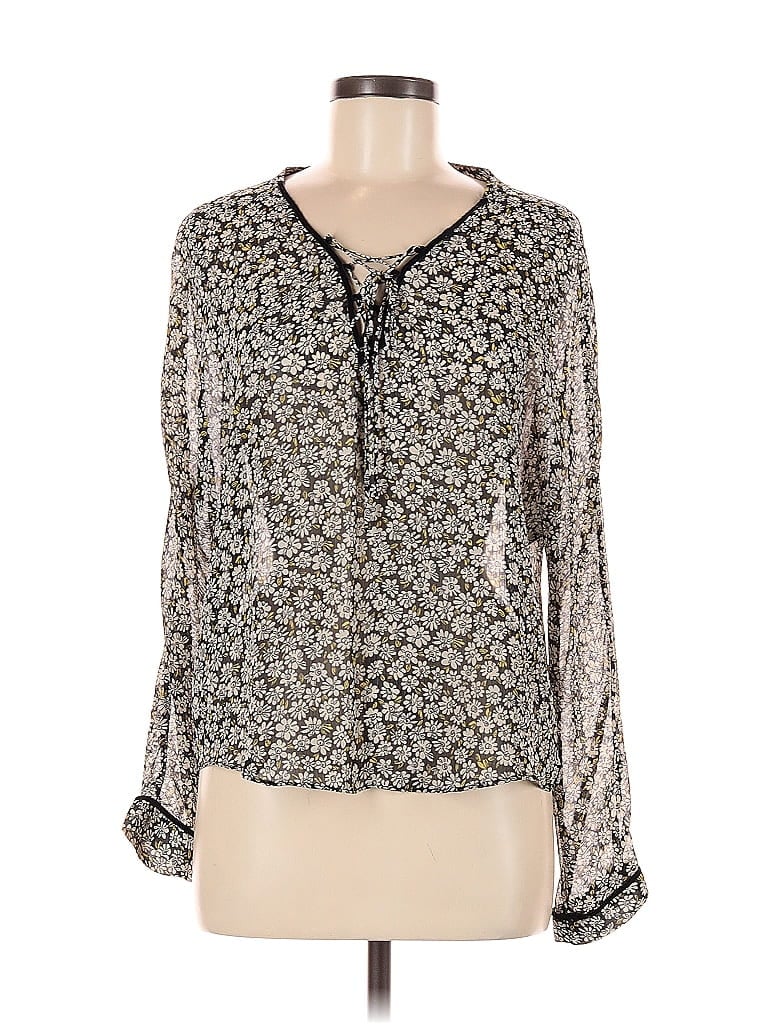 Pre-owned Zara Basic Long Sleeve Blouse In Silver