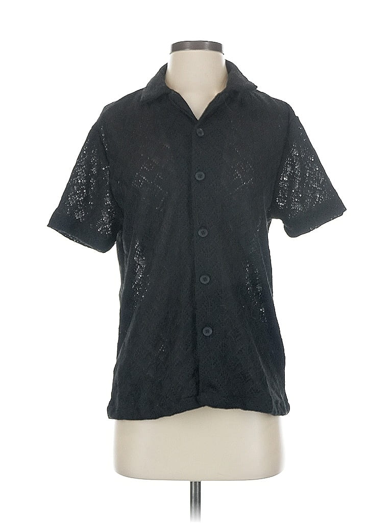 Pre-owned Assorted Brands Short Sleeve Button Down Shirt In Black