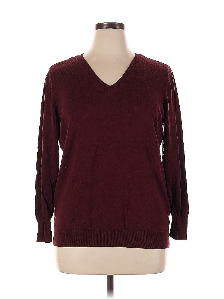 Pre-owned Worthington 3/4 Sleeve T-shirt In Burgundy