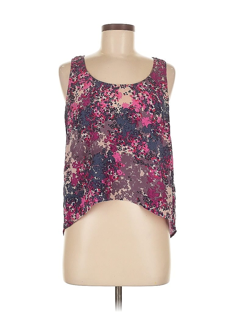 Click to view more detailed imagery on our partner's website Pre-owned Sparkle & Fade Sleeveless Silk Top Purple Halter Neckline Tops