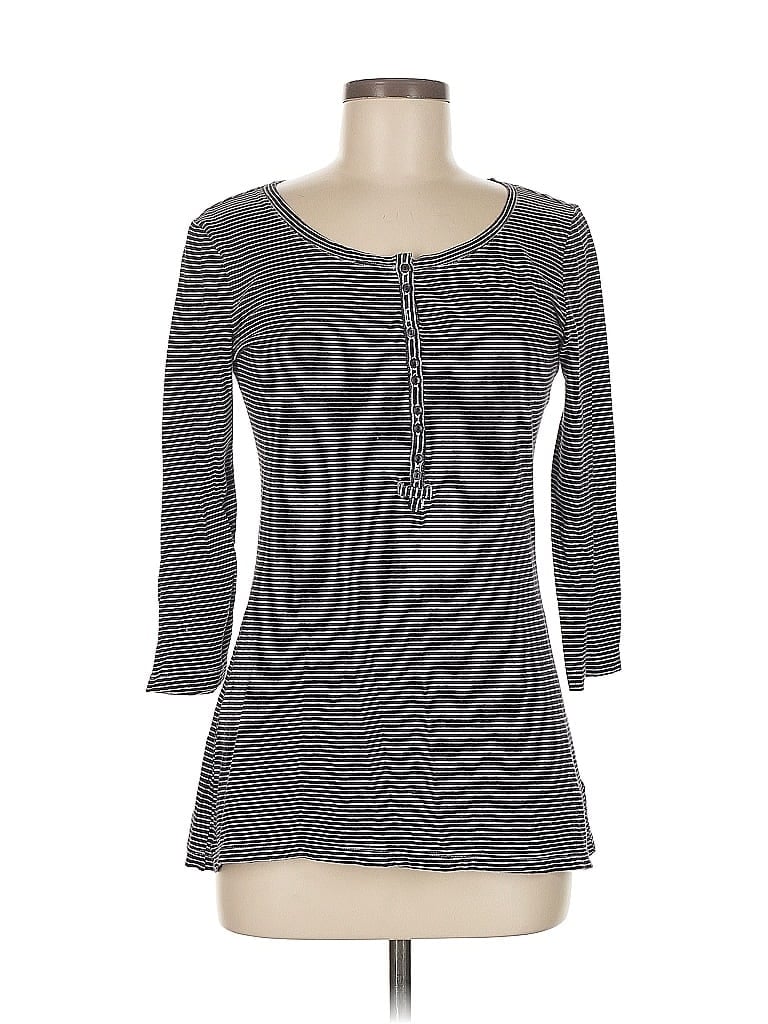 Pre-owned Gap Long Sleeve Henley Shirt In Black