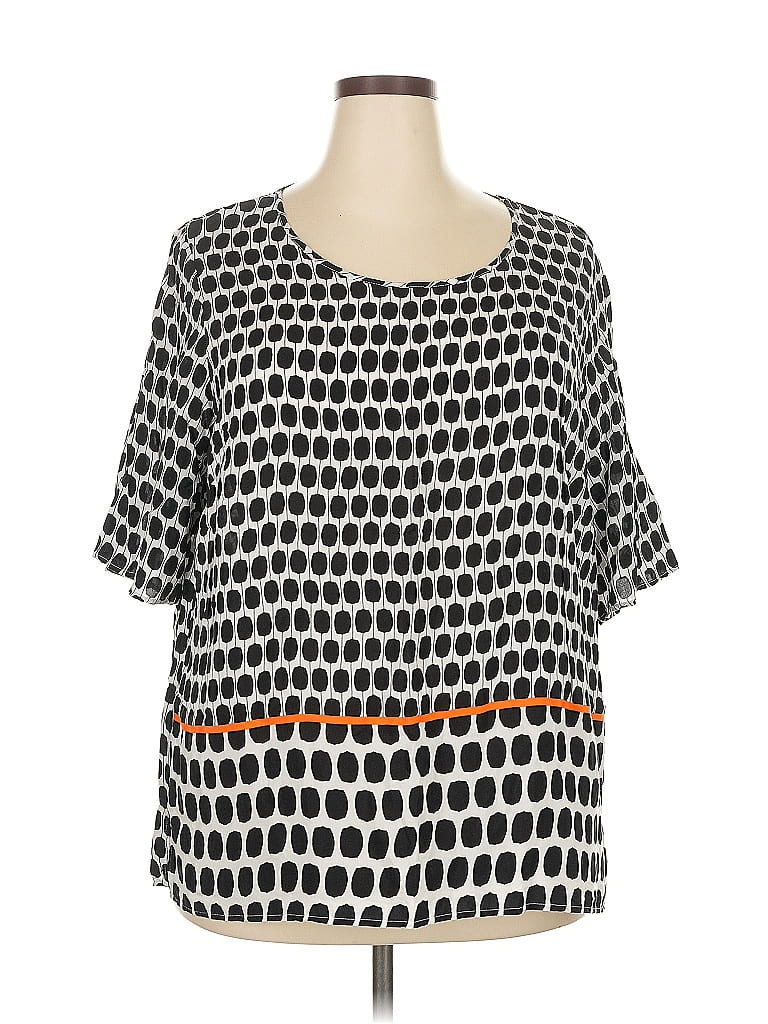 Pre-owned Persona By Marina Rinaldi Short Sleeve Blouse In Black