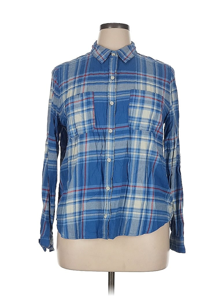 Pre-owned Universal Thread Long Sleeve Button Down Shirt In Blue