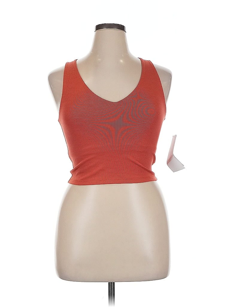 Lezat Tank Top Orange Halter Neckline Tops In Orange