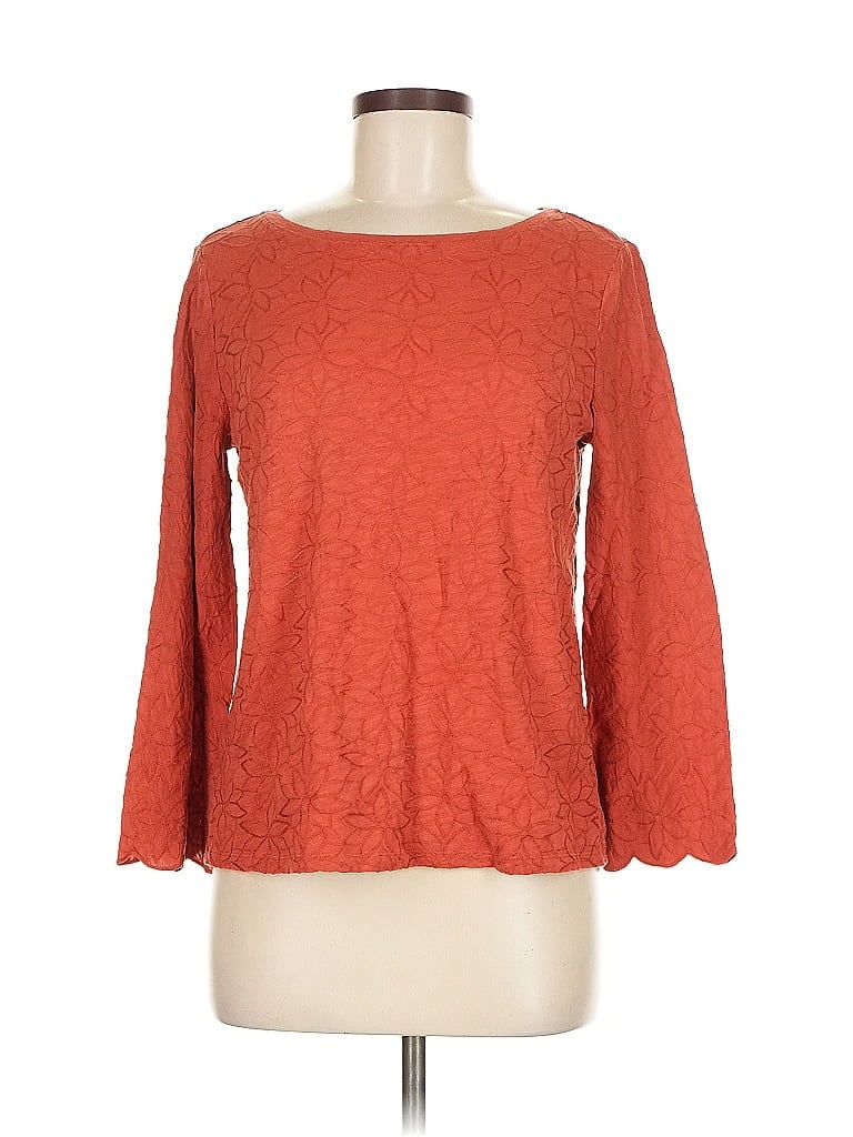 Pre-owned Ann Taylor Loft 3/4 Sleeve Top Orange Boatneck Tops