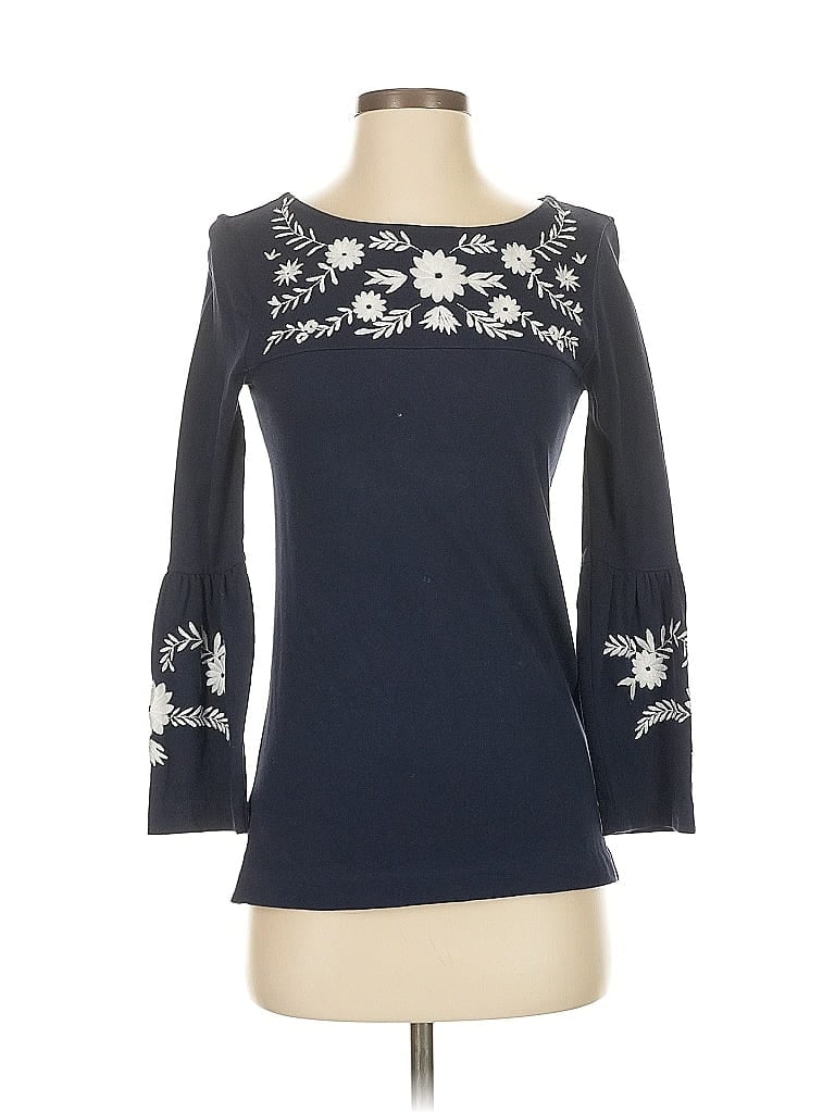 Pre-owned J.crew Factory Store 3/4 Sleeve Top Blue Boatneck Tops