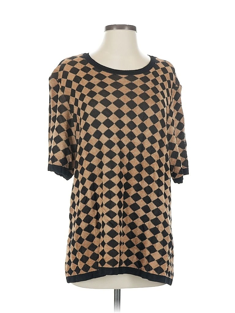 Pre-owned Dana Buchman Short Sleeve Blouse In Brown