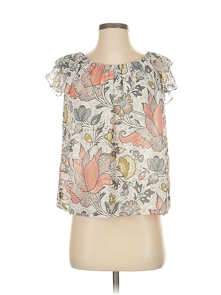 Pre-owned Ann Taylor Loft Short Sleeve Blouse In White