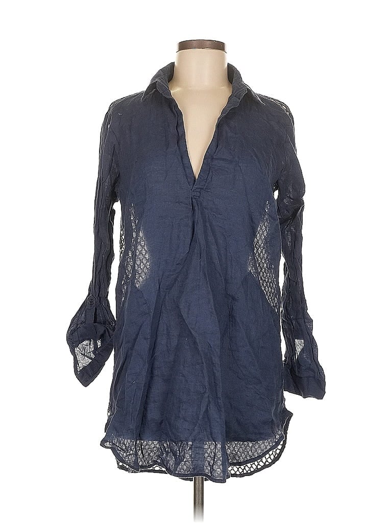 Pre-owned Forcynthia Beachwear Long Sleeve Blouse In Blue