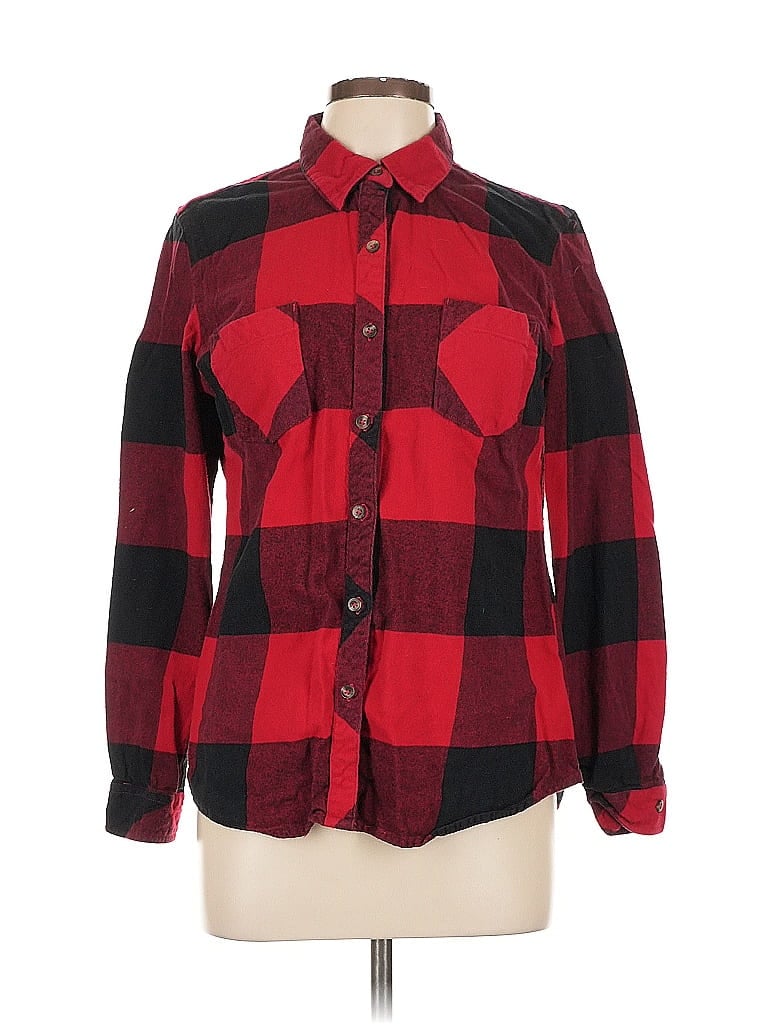 Pre-owned Natural Reflections Long Sleeve Button Down Shirt In Red