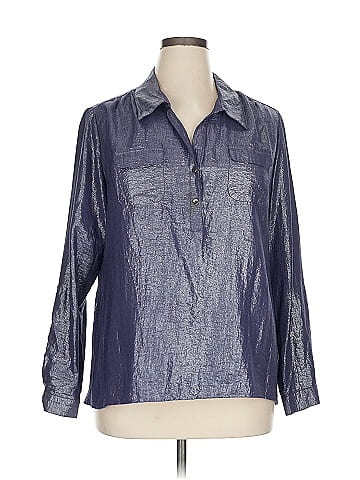 NY Collection 3/4 Sleeve Button-Down Shirt (view 1)