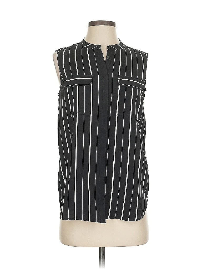 Pre-owned St John Sleeveless Silk Top Black Collared Neckline Tops