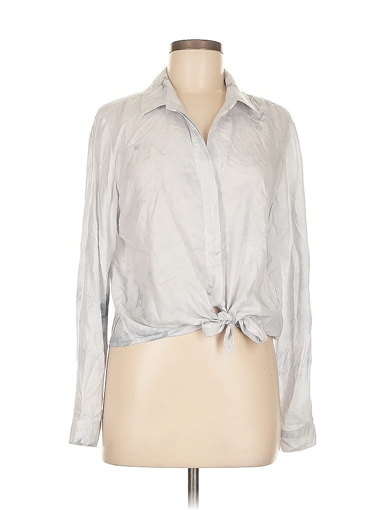 Pre-owned Cloth & Stone Long Sleeve Blouse In Silver