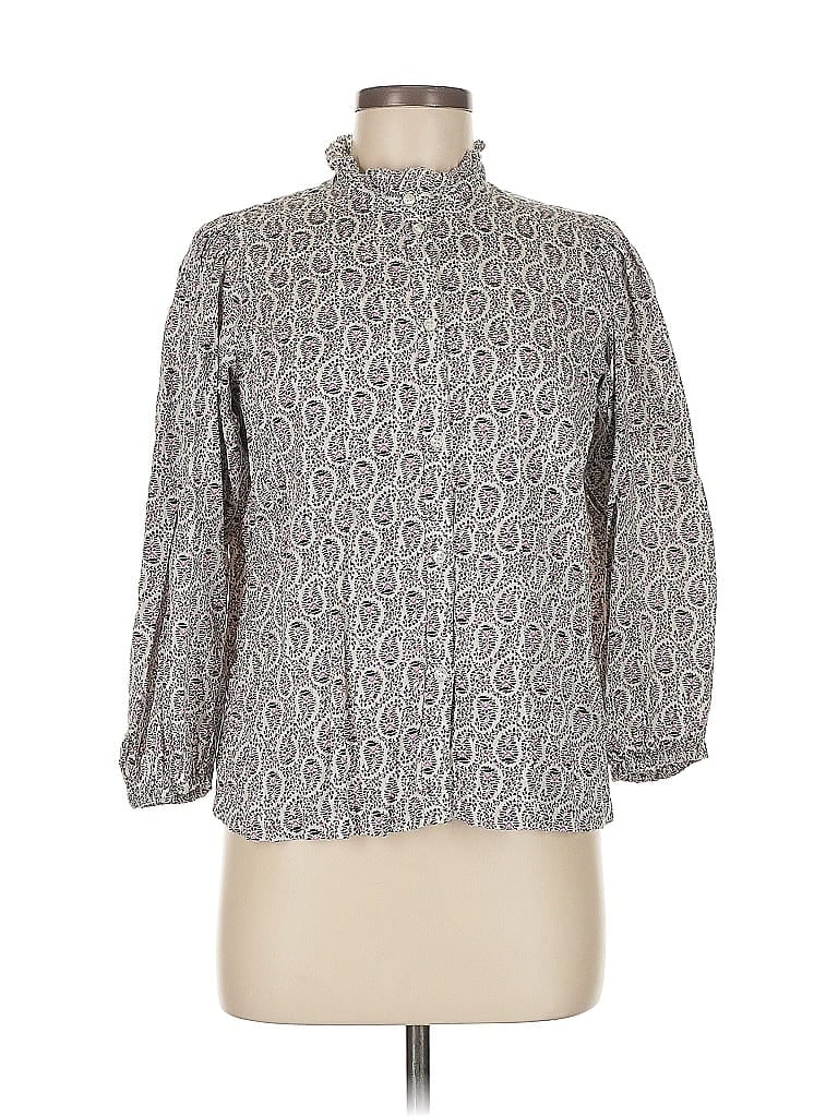 Pre-owned Gap 3/4 Sleeve Blouse In Gray