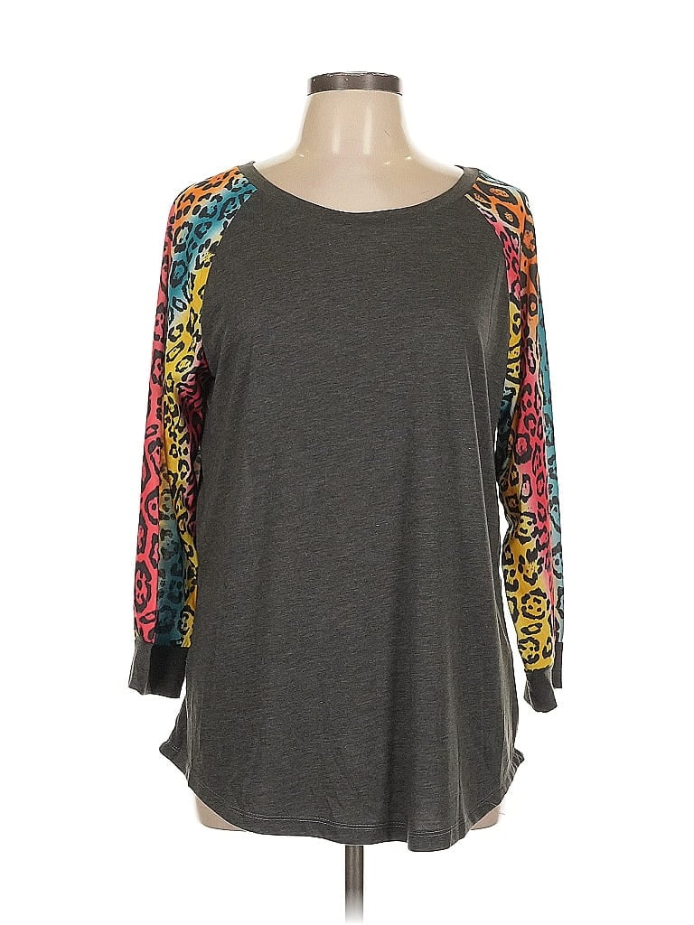 Pre-owned Grace & Emma 3/4 Sleeve T-shirt In Gray