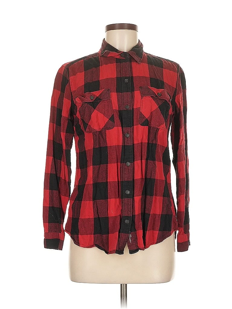 Pre-owned Eddie Bauer Long Sleeve Button Down Shirt In Red