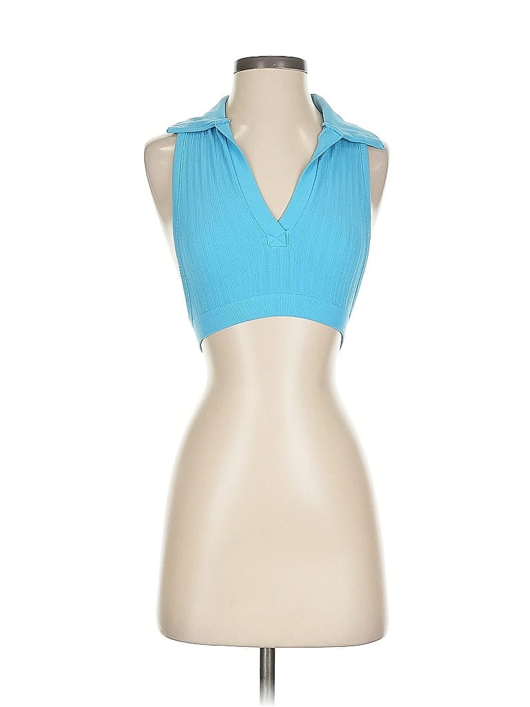 Pre-owned Out From Under Sleeveless Top Teal Halter Neckline Tops In Blue