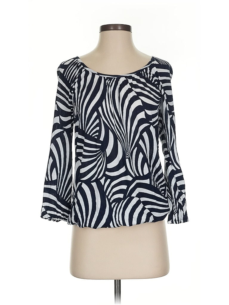 Pre-owned Michael Michael Kors 3/4 Sleeve Top Blue Boatneck Tops