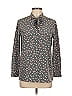 Uniqlo 100% Polyester Floral Gray Long Sleeve Blouse Size L - photo 1