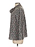 Uniqlo 100% Polyester Floral Gray Long Sleeve Blouse Size L - photo 5