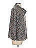 Uniqlo 100% Polyester Floral Gray Long Sleeve Blouse Size L - photo 4