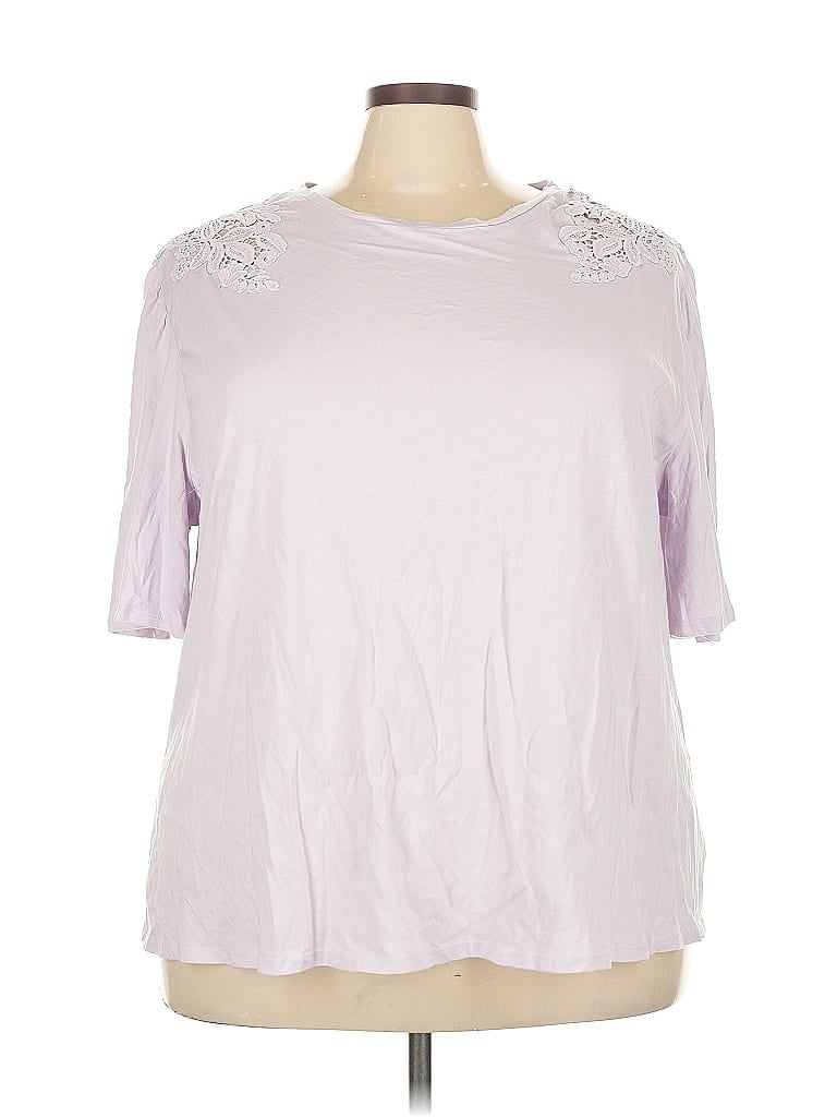 Pre-owned Ava & Viv Short Sleeve Top Purple Keyhole Neckline Tops