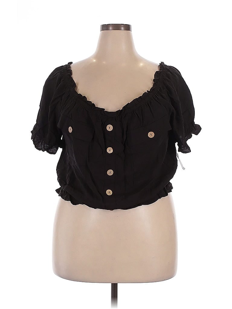 Pre-owned No Boundaries Short Sleeve Blouse In Black