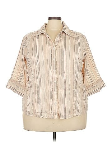 Fashion Bug 3/4 Sleeve Button-Down Shirt (view 1)