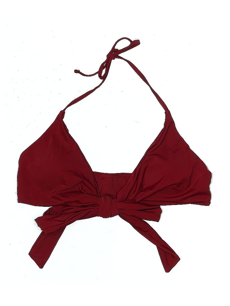 Pre-owned Shekini Swimsuit Top Burgundy Solid Pattern Swimwear