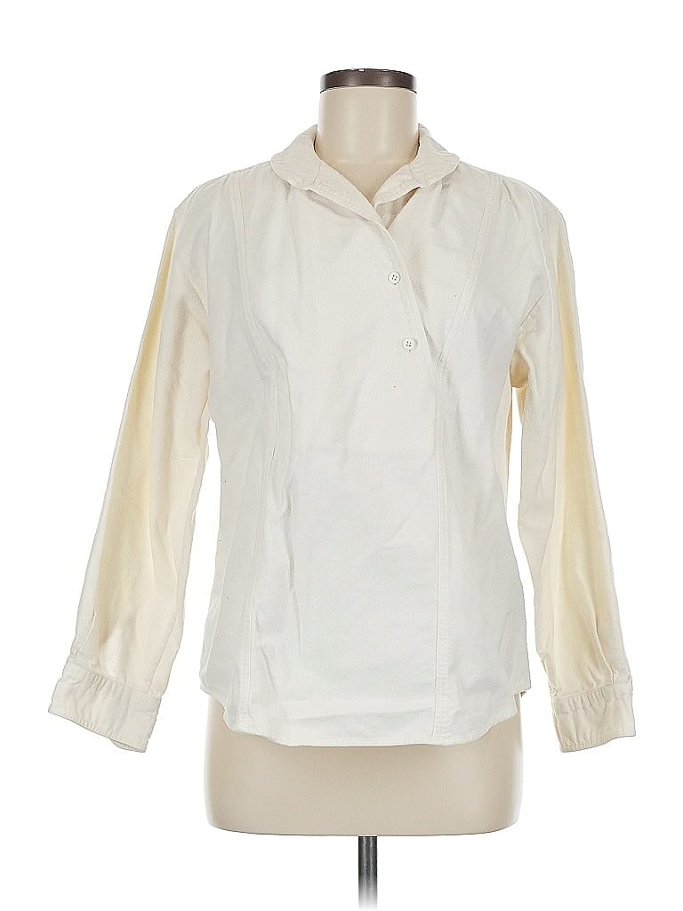 Pre-owned Eddie Bauer 3/4 Sleeve Blouse In White