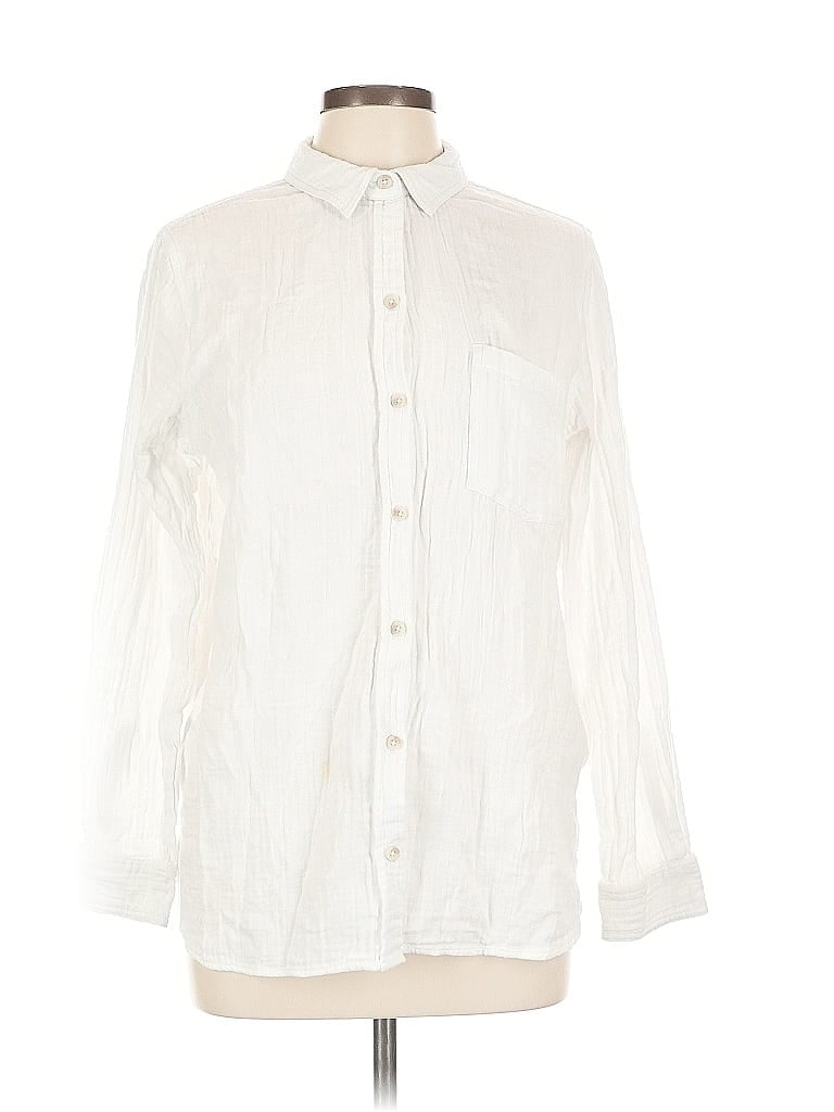 Pre-owned Sonoma Goods For Life Long Sleeve Button Down Shirt In White