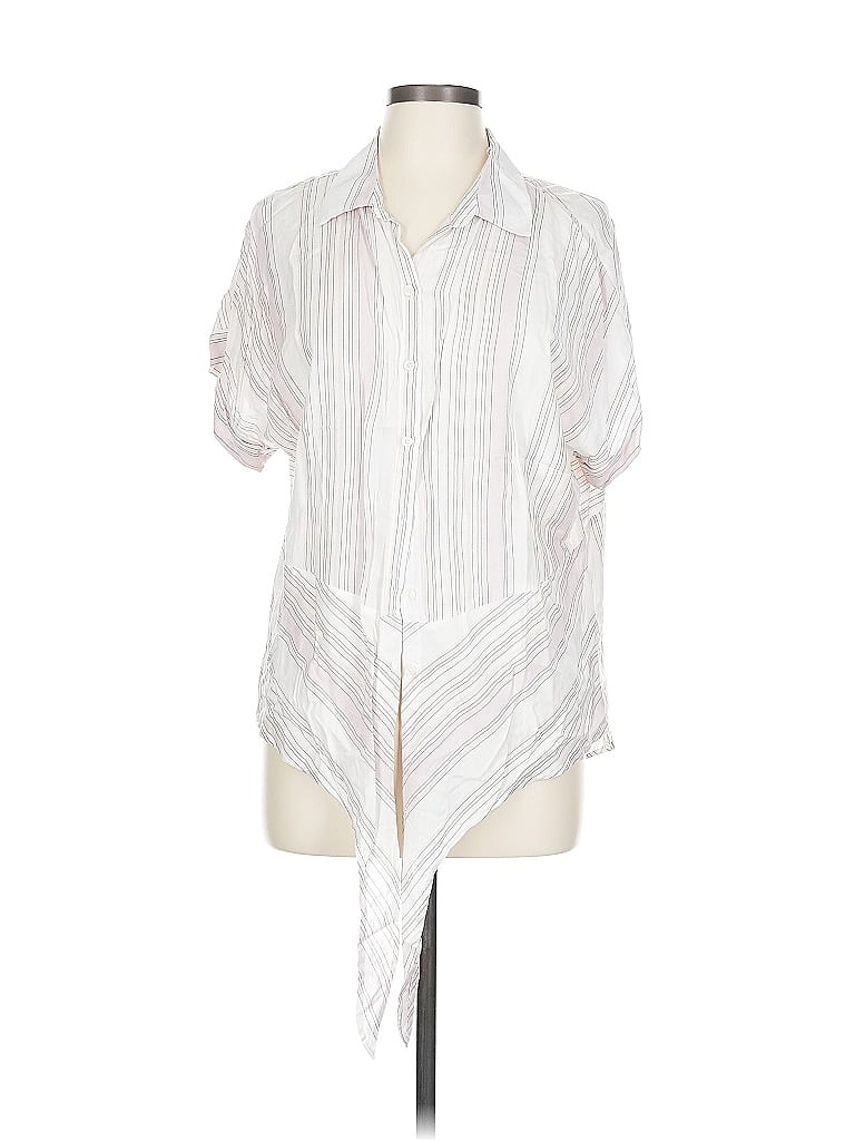 Pre-owned Jones New York Short Sleeve Blouse In White