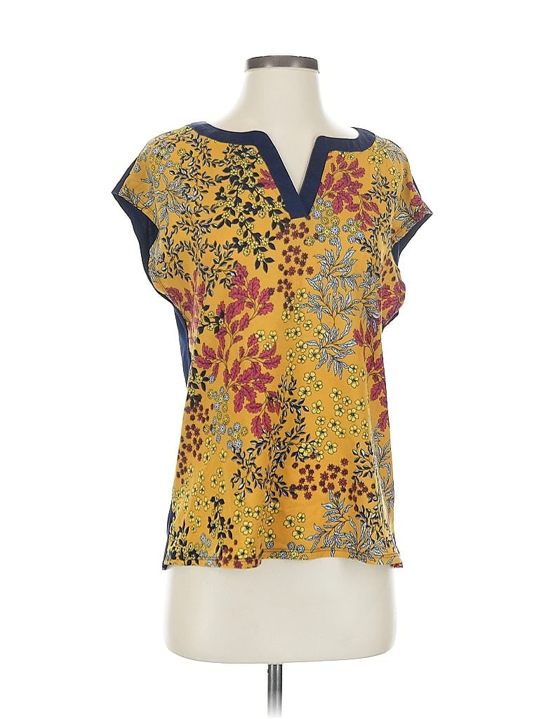 Pre-owned Marc New York Andrew Marc Short Sleeve Blouse In Yellow