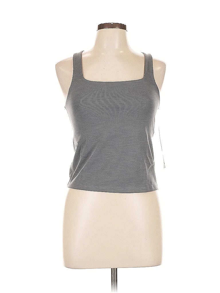 Lezat Tank Top Gray Halter Neckline Tops In Gray