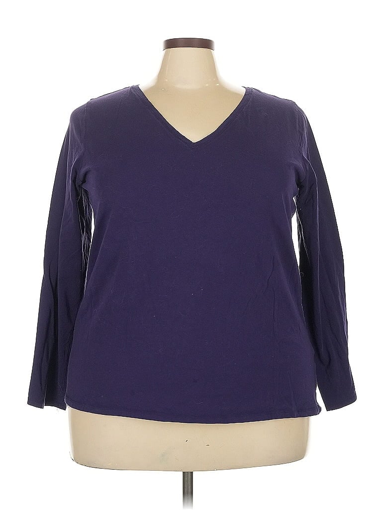 Pre-owned Lane Bryant 3/4 Sleeve T-shirt In Purple