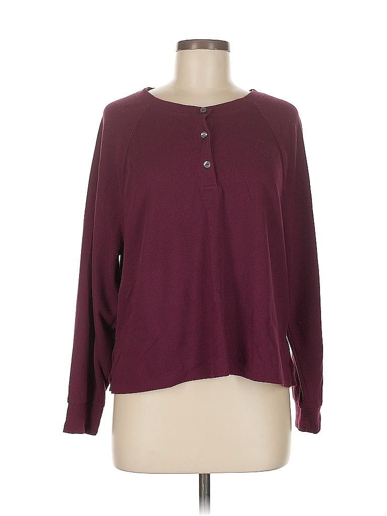 Click to view more detailed imagery on our partner's website Pre-owned Victoria's Secret Long Sleeve Henley Shirt In Burgundy
