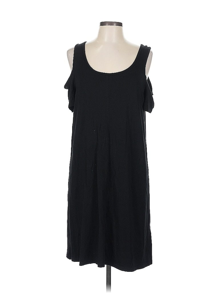 Pre-owned August Silk Sleeveless Top Black Cold Shoulder Neckline Tops