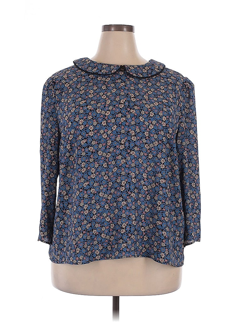 Pre-owned Cece 3/4 Sleeve Blouse In Blue