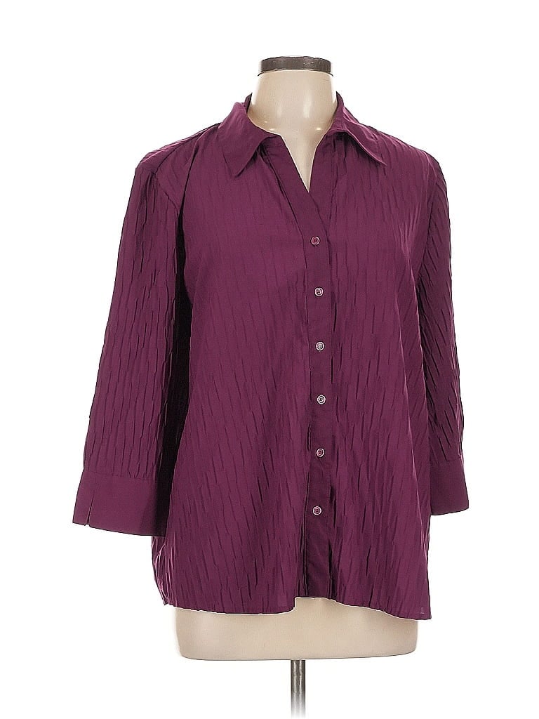 Pre-owned Christopher & Banks 3/4 Sleeve Blouse In Burgundy