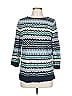 Ann Taylor LOFT Outlet 100% Cotton Chevron-herringbone Teal Pullover Sweater Size L - photo 1