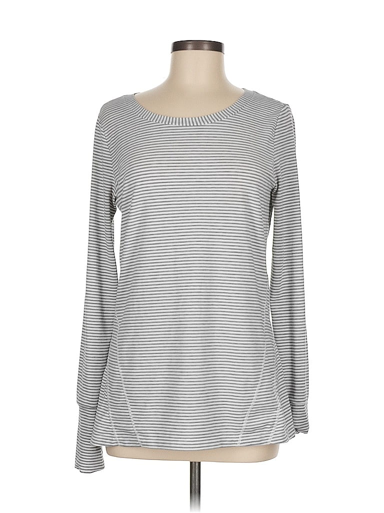 Pre-owned Gap Fit Long Sleeve Top Gray Boatneck Tops